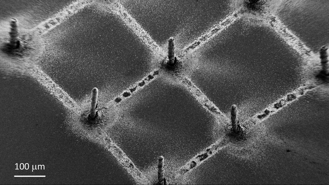 Example of the deposited perovskite pillars, defining a pixel for the creation of an image. Credit: L. Forró, EPFL.